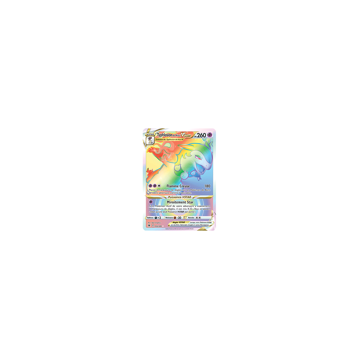 Typhlosion de Hisui 193/189 : Joyau Arc-en-ciel rare de l'extension Pokémon Astres Radieux