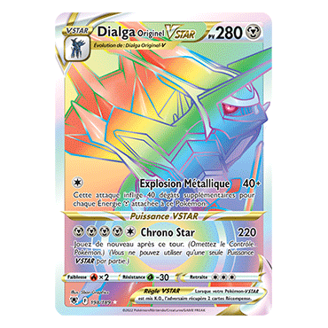 Dialga Originel 198/189 : Joyau Arc-en-ciel rare de l'extension Pokémon Astres Radieux