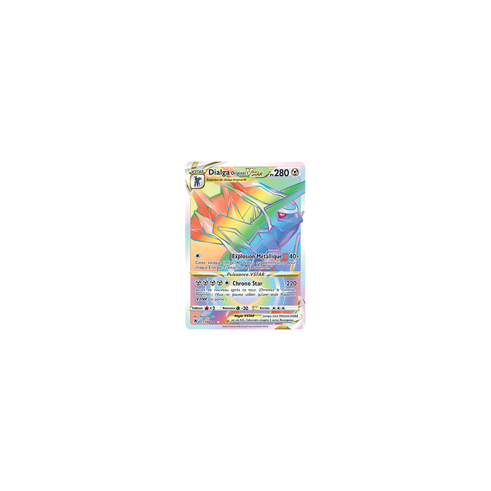 Dialga Originel 198/189 : Joyau Arc-en-ciel rare de l'extension Pokémon Astres Radieux