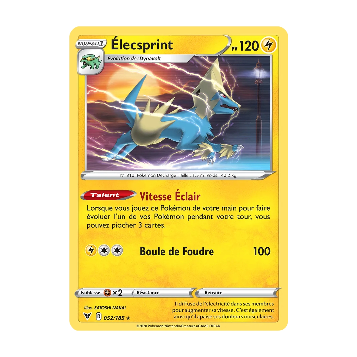 Élecsprint 052/185 : Joyau Rare (Brillante) de l'extension Pokémon Épée et Bouclier Voltage Éclatant