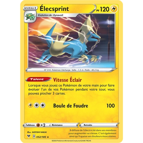 Élecsprint 052/185 : Joyau Rare (Brillante) de l'extension Pokémon Épée et Bouclier Voltage Éclatant