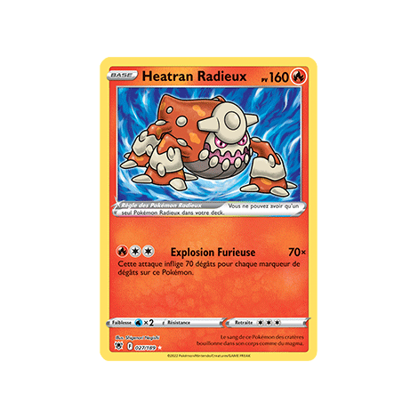 Carte Heatran Radieux - Radieux rare de Pokémon Astres Radieux 027/189