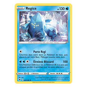 Découvrez Regice, carte Rare de la série Astres Radieux