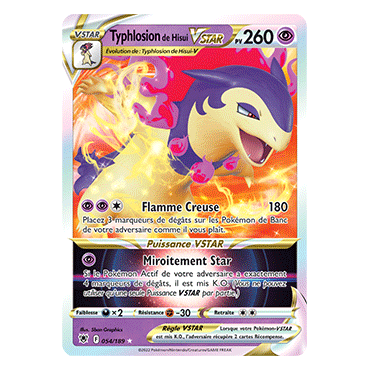 Carte Typhlosion de Hisui - Holographique rare STAR de Pokémon Astres Radieux 054/189