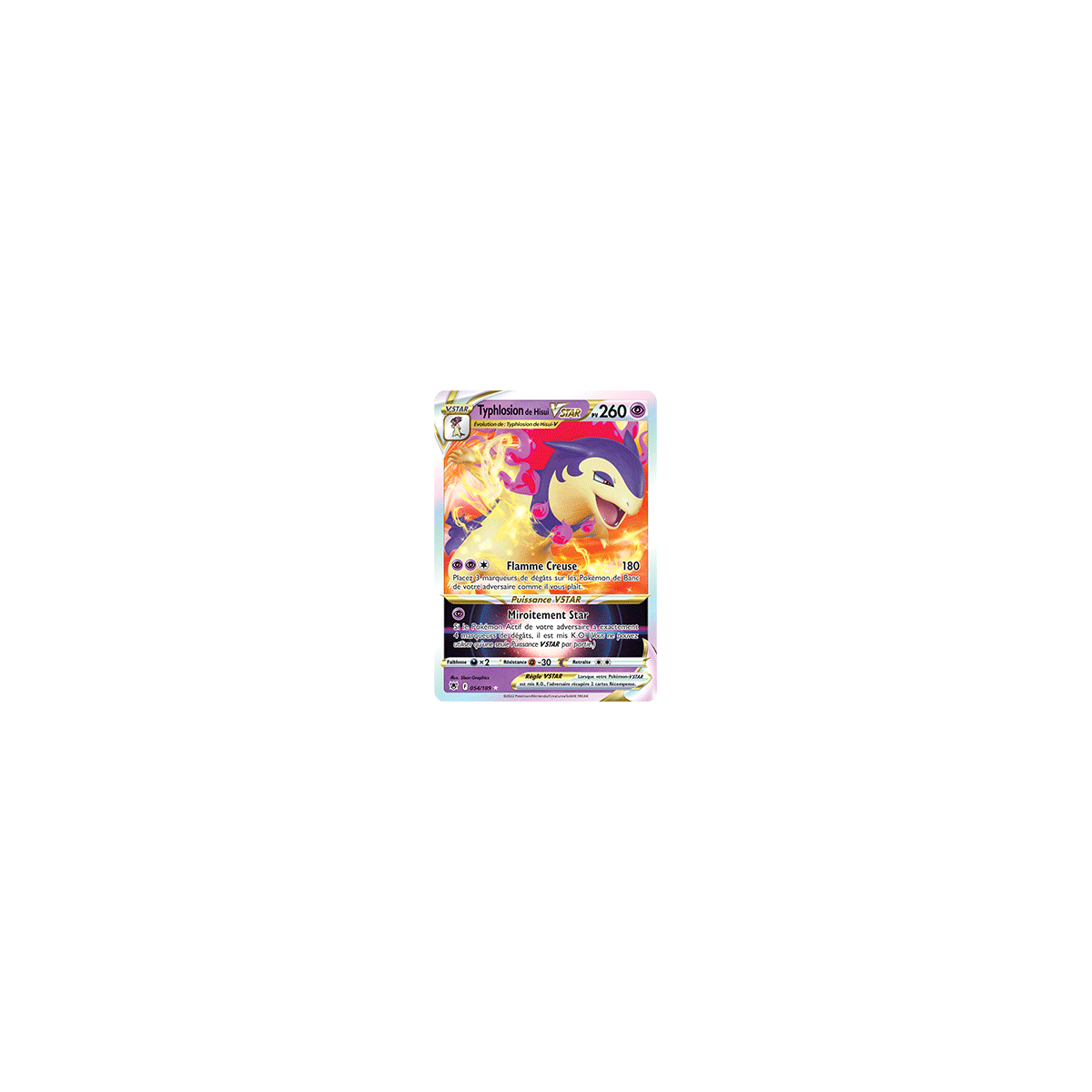 Carte Typhlosion de Hisui - Holographique rare STAR de Pokémon Astres Radieux 054/189