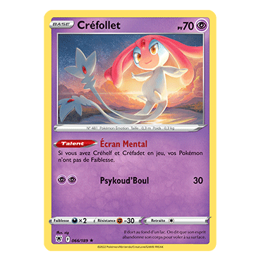 Créfollet 066/189  rare de l'extension Pokémon Astres Radieux