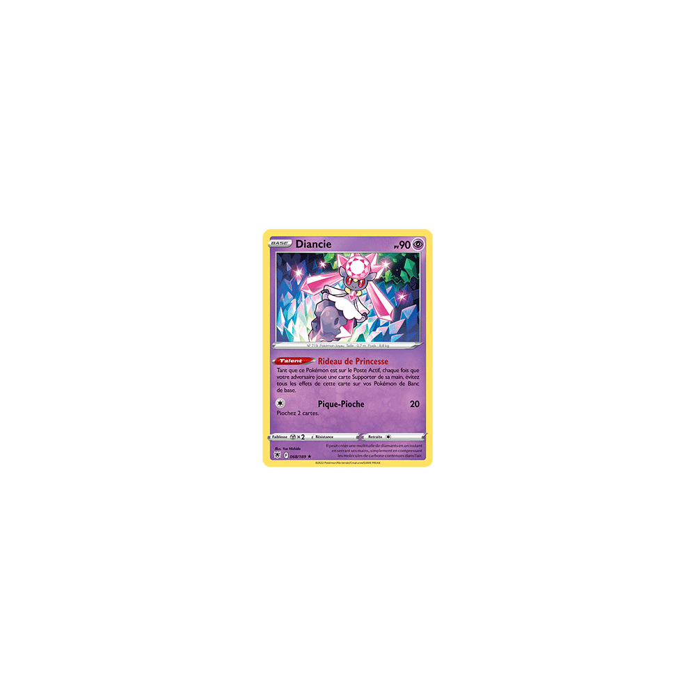 Carte Diancie - Holographique rare de Pokémon Astres Radieux 068/189