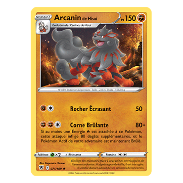 Découvrez Arcanin de Hisui, carte Rare de la série Astres Radieux