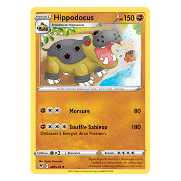 Carte Hippodocus - Peu commune de Pokémon Astres Radieux 080/189