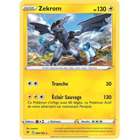 Zekrom 060/185 : Joyau Holographique rare de l'extension Pokémon Épée et Bouclier Voltage Éclatant