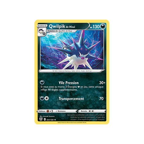 Qwilpik de Hisui 091/189 : Joyau Rare de l'extension Pokémon Astres Radieux