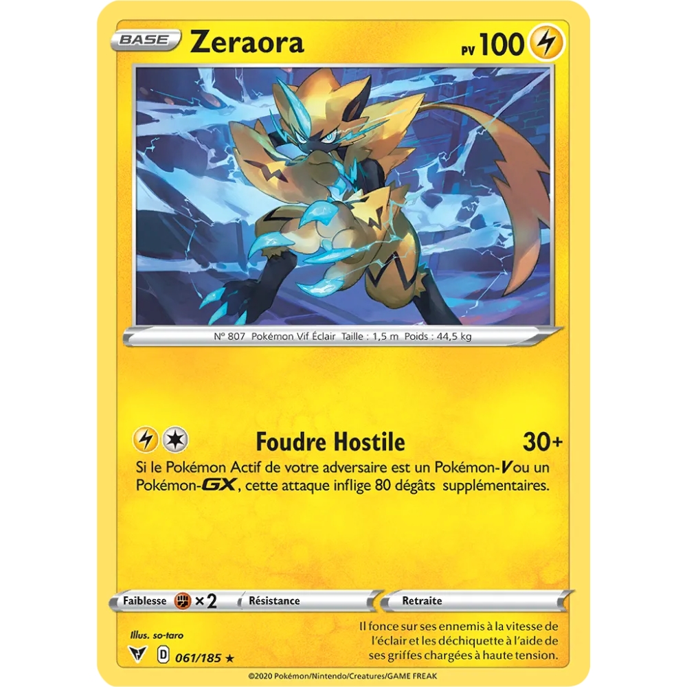 Zeraora - Holographique rare Épée et Bouclier Voltage Éclatant 061/185