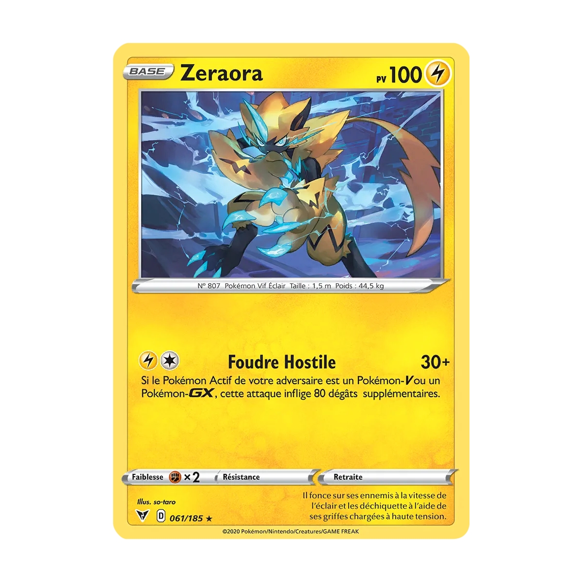 Zeraora - Holographique rare Épée et Bouclier Voltage Éclatant 061/185