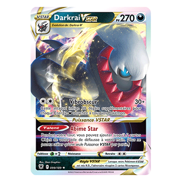 Carte Darkrai - Holographique rare STAR de Pokémon Astres Radieux 099/189