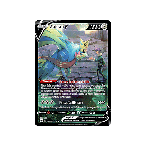 Découvrez Zacian, carte Holographique rare V de la série Astres Radieux