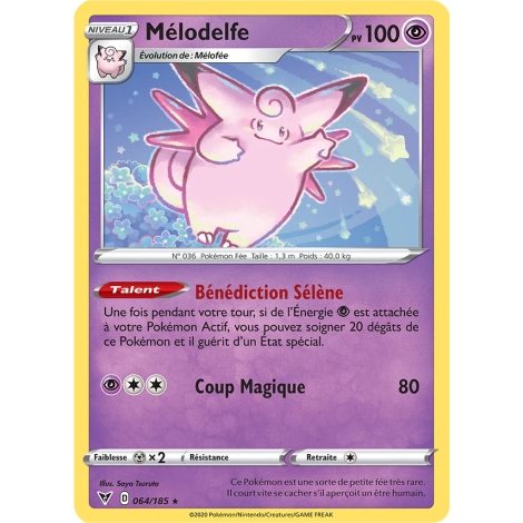 Carte Mélodelfe - Rare (Brillante) de Pokémon Épée et Bouclier Voltage Éclatant 064/185