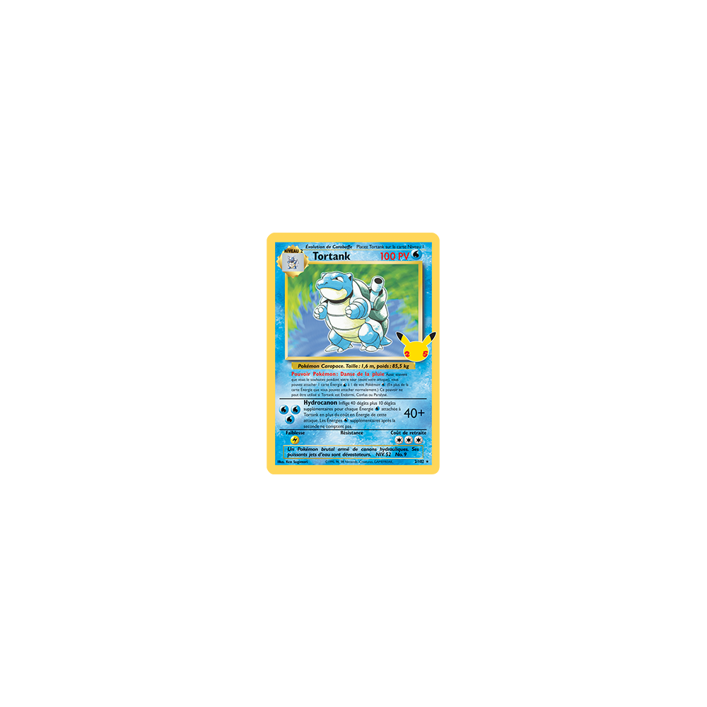 Carte Tortank (Set de Base) - Rare de Pokémon Célébrations (JCC) 2/102