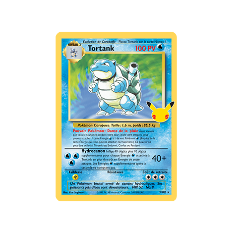 Carte Tortank (Set de Base) - Rare de Pokémon Célébrations (JCC) 2/102