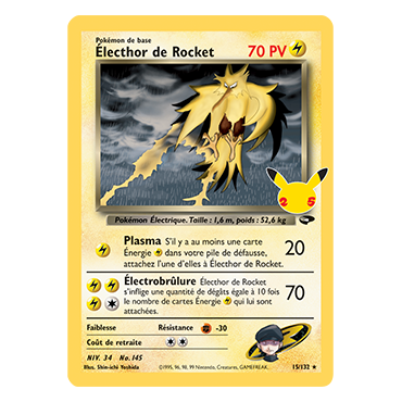 Carte Électhor de Rocket (Gym Challenge) - Rare de Pokémon Célébrations (JCC) 15/132