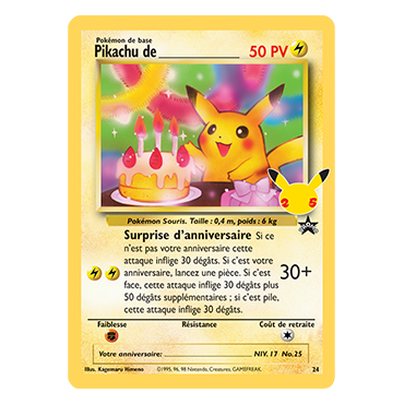 Carte Pikachu de (Promo Wizards) - Rare de Pokémon Célébrations (JCC) 24/25