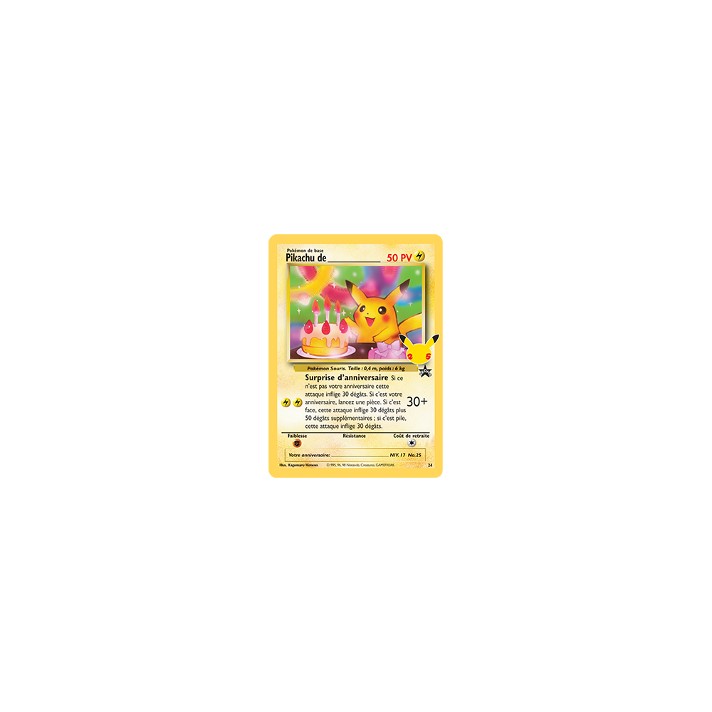 Carte Pikachu de (Promo Wizards) - Rare de Pokémon Célébrations (JCC) 24/25