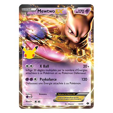 Découvrez Mewtwo-EX (Destinées Futures), carte Rare de la série Célébrations (JCC)