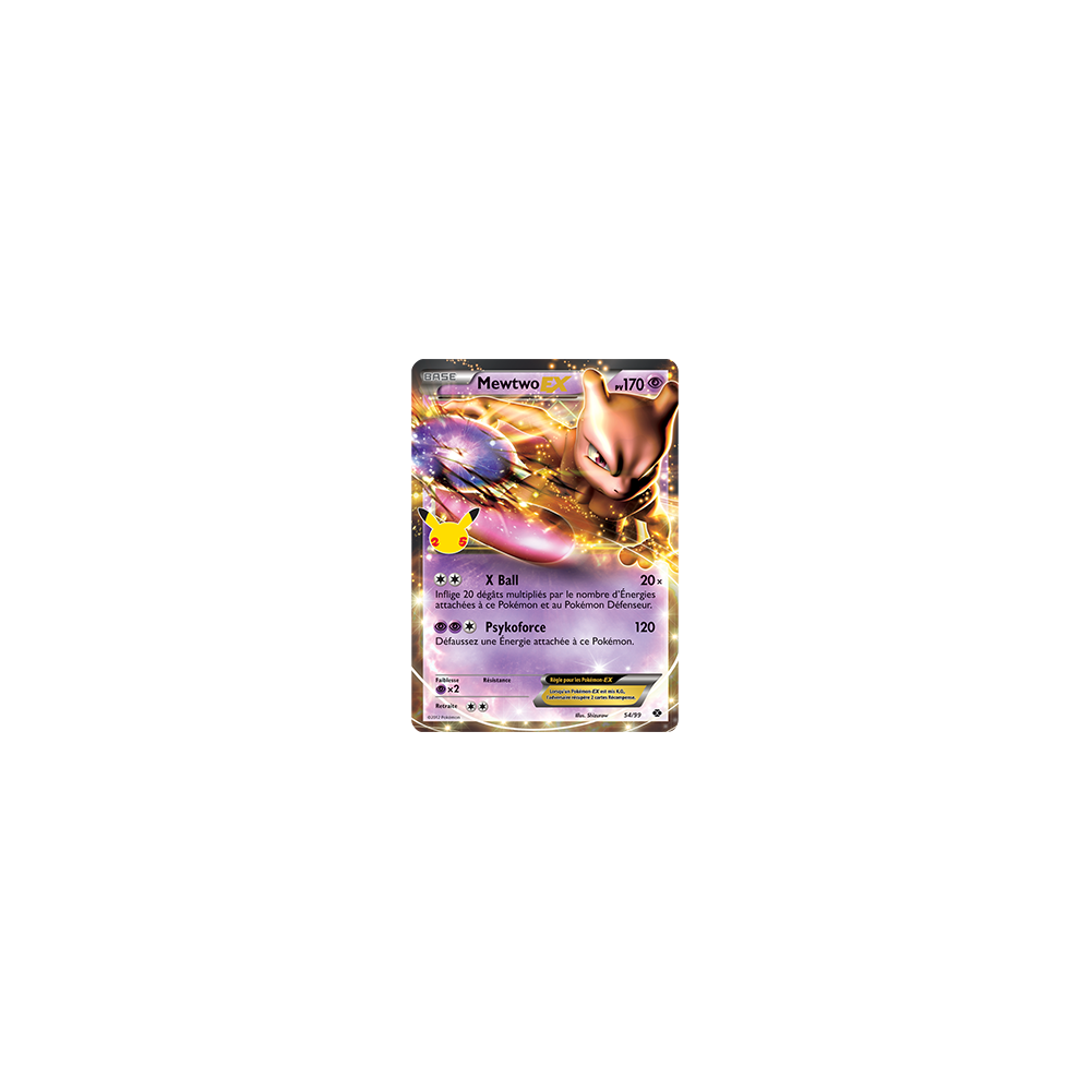 Découvrez Mewtwo-EX (Destinées Futures), carte Rare de la série Célébrations (JCC)