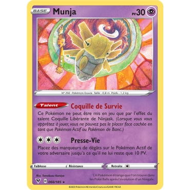 Découvrez Munja, carte Rare (Brillante) de la série Épée et Bouclier Voltage Éclatant