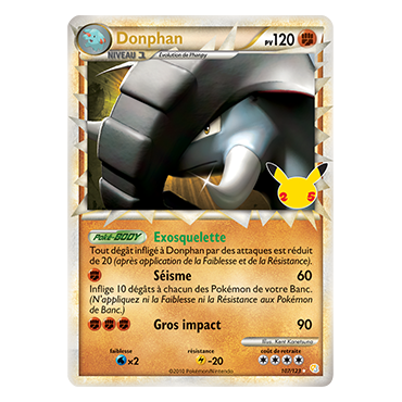 Découvrez Donphan (HeartGold SoulSilver), carte Rare de la série Célébrations (JCC)