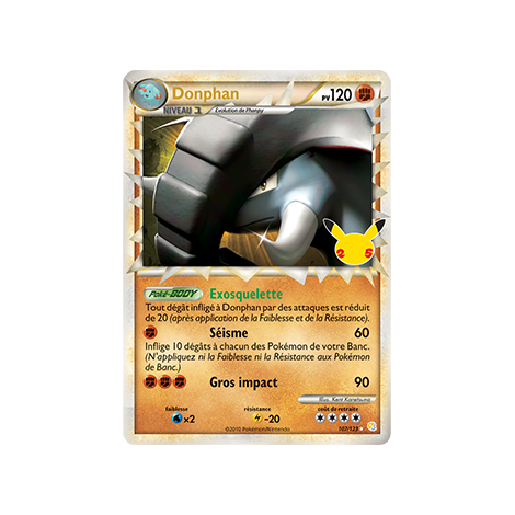 Découvrez Donphan (HeartGold SoulSilver), carte Rare de la série Célébrations (JCC)