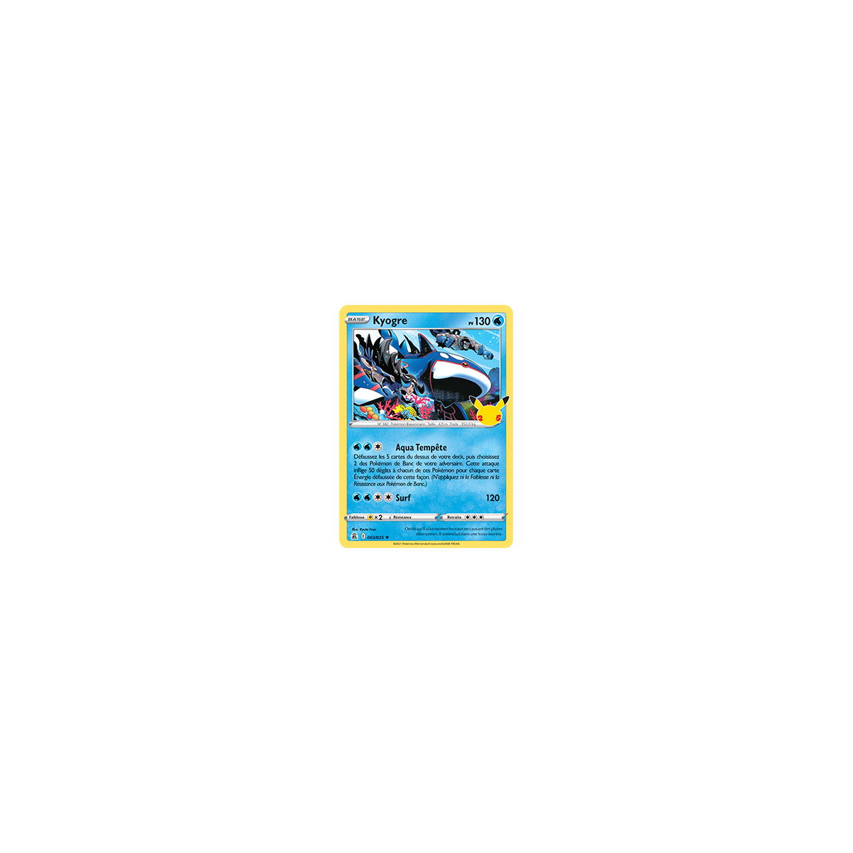 Carte Kyogre - Rare de Pokémon Célébrations (JCC) 003/025