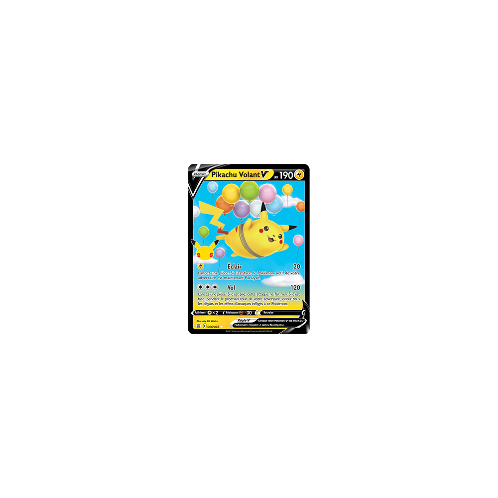 Pikachu Volant Holographique rare V Pokémon Célébrations (JCC) 006/025