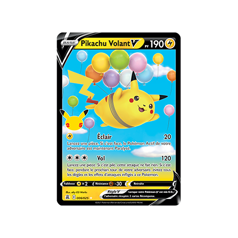Pikachu Volant Holographique rare V Pokémon Célébrations (JCC) 006/025