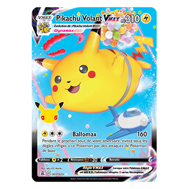 Découvrez Pikachu Volant, carte Holographique rare VMAX de la série Célébrations (JCC)