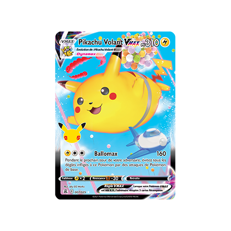 Découvrez Pikachu Volant, carte Holographique rare VMAX de la série Célébrations (JCC)