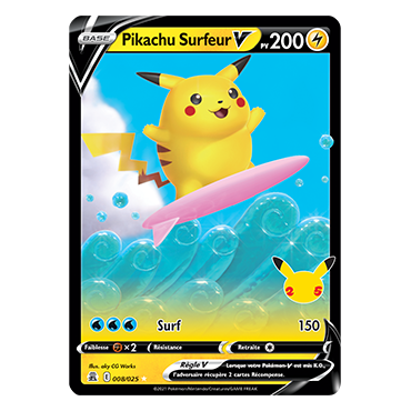 Pikachu Surfeur Holographique V Pokémon Célébrations (JCC) 008/025