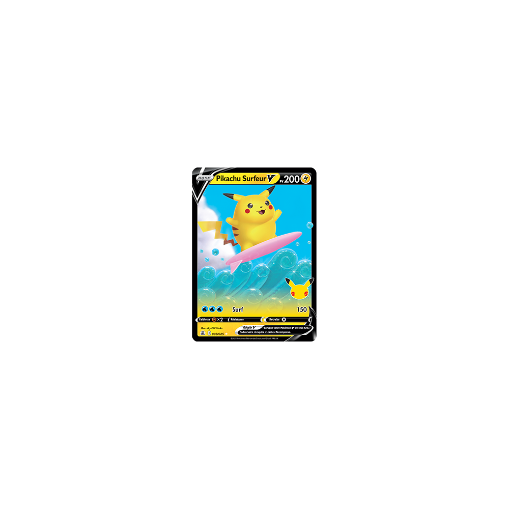 Pikachu Surfeur Holographique V Pokémon Célébrations (JCC) 008/025