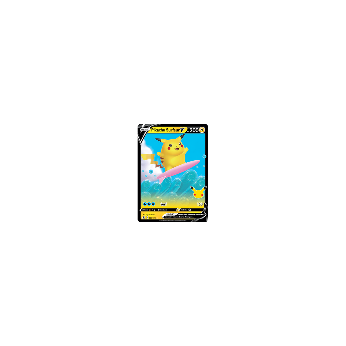 Pikachu Surfeur Holographique V Pokémon Célébrations (JCC) 008/025