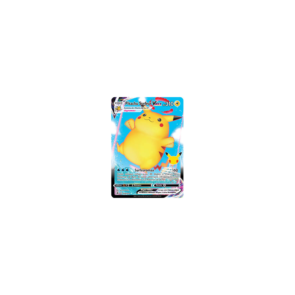Pikachu Surfeur Holographique VMAX Pokémon Célébrations (JCC) 009/025