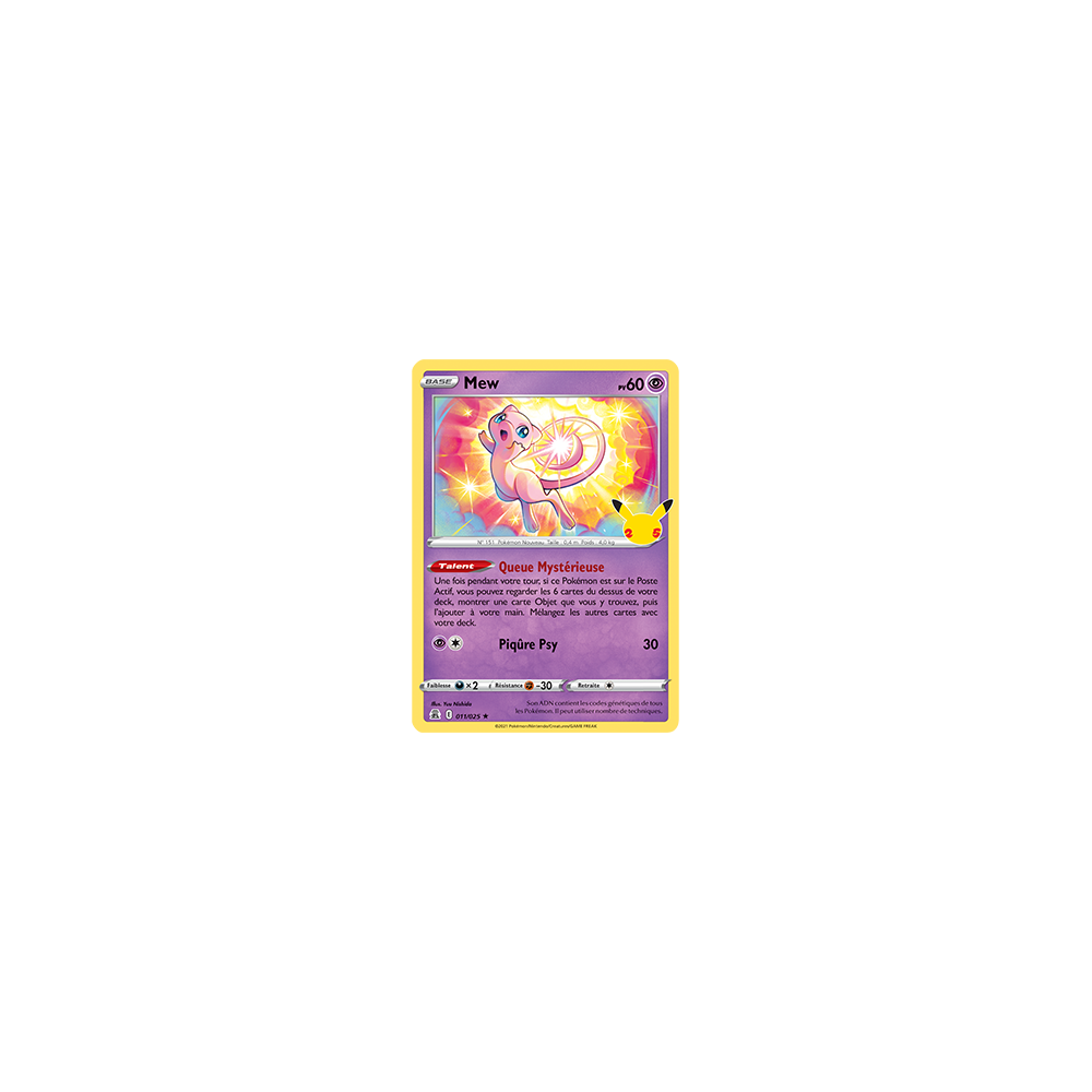 Carte Mew - Holographique rare de Pokémon Célébrations (JCC) 011/025