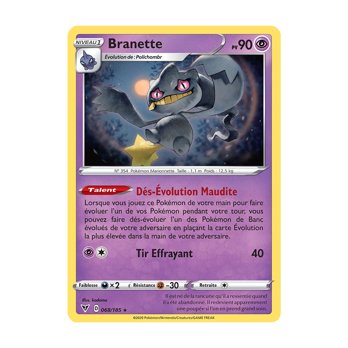 Branette 068/185 : Joyau Rare (Brillante) de l'extension Pokémon Épée et Bouclier Voltage Éclatant