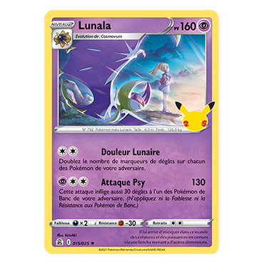 Lunala, carte Holographique rare de la série Célébrations (JCC)