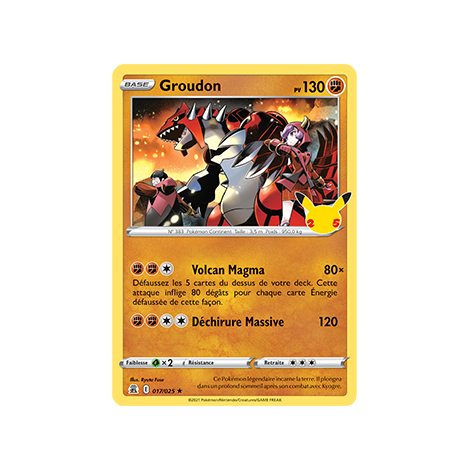 Groudon 017/025 : Joyau Rare de l'extension Pokémon Célébrations (JCC)