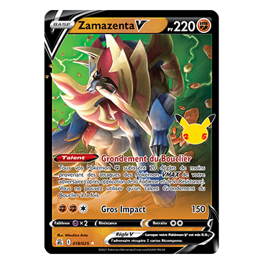 Zamazenta, carte Holographique rare V de la série Célébrations (JCC)