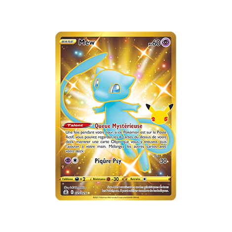 Mew 025/025 : Joyau Secrète rare de l'extension Pokémon Célébrations (JCC)