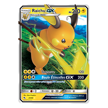 Carte Raichu - Holographique rare GX de Pokémon Destinées Occultes 20/68
