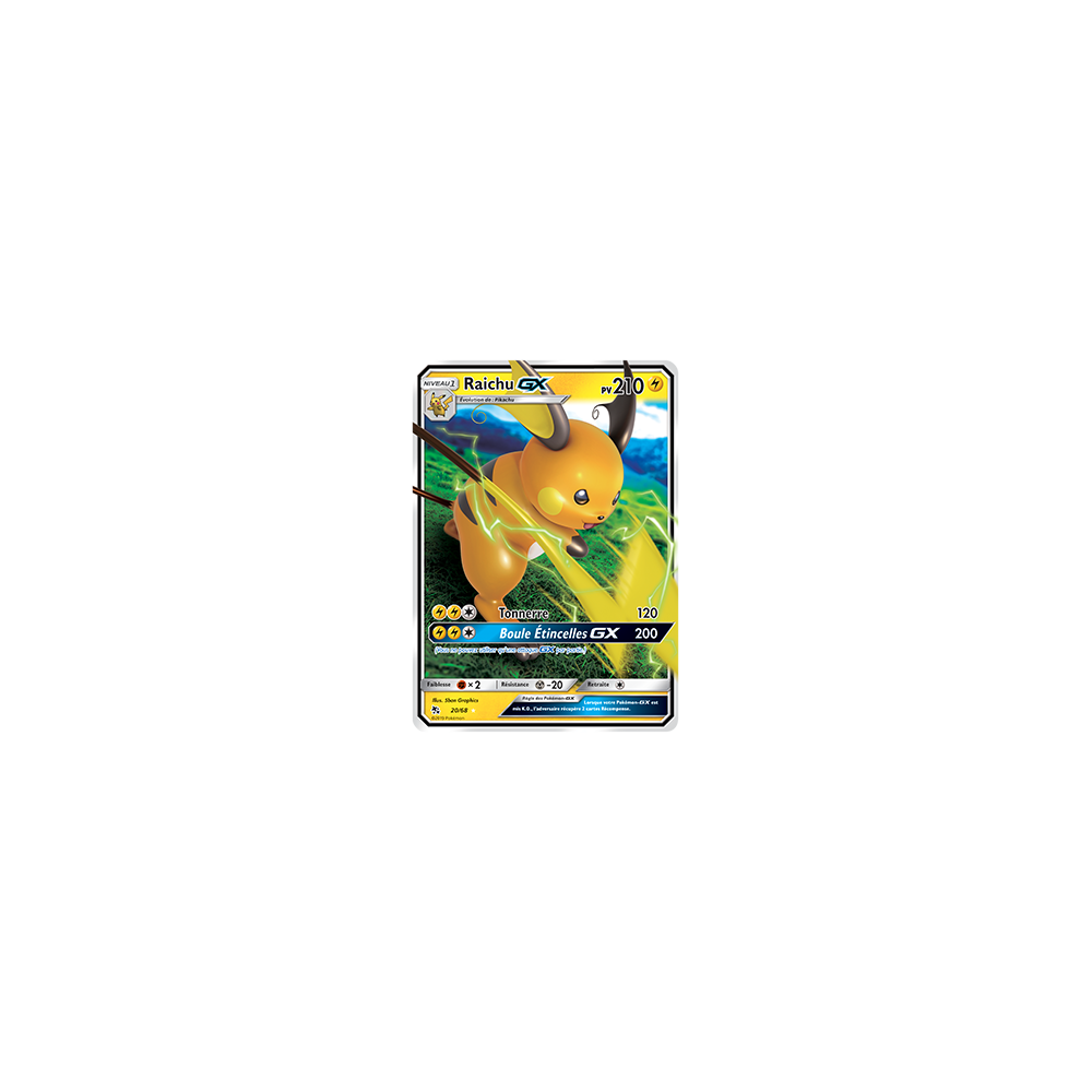 Carte Raichu - Holographique rare GX de Pokémon Destinées Occultes 20/68