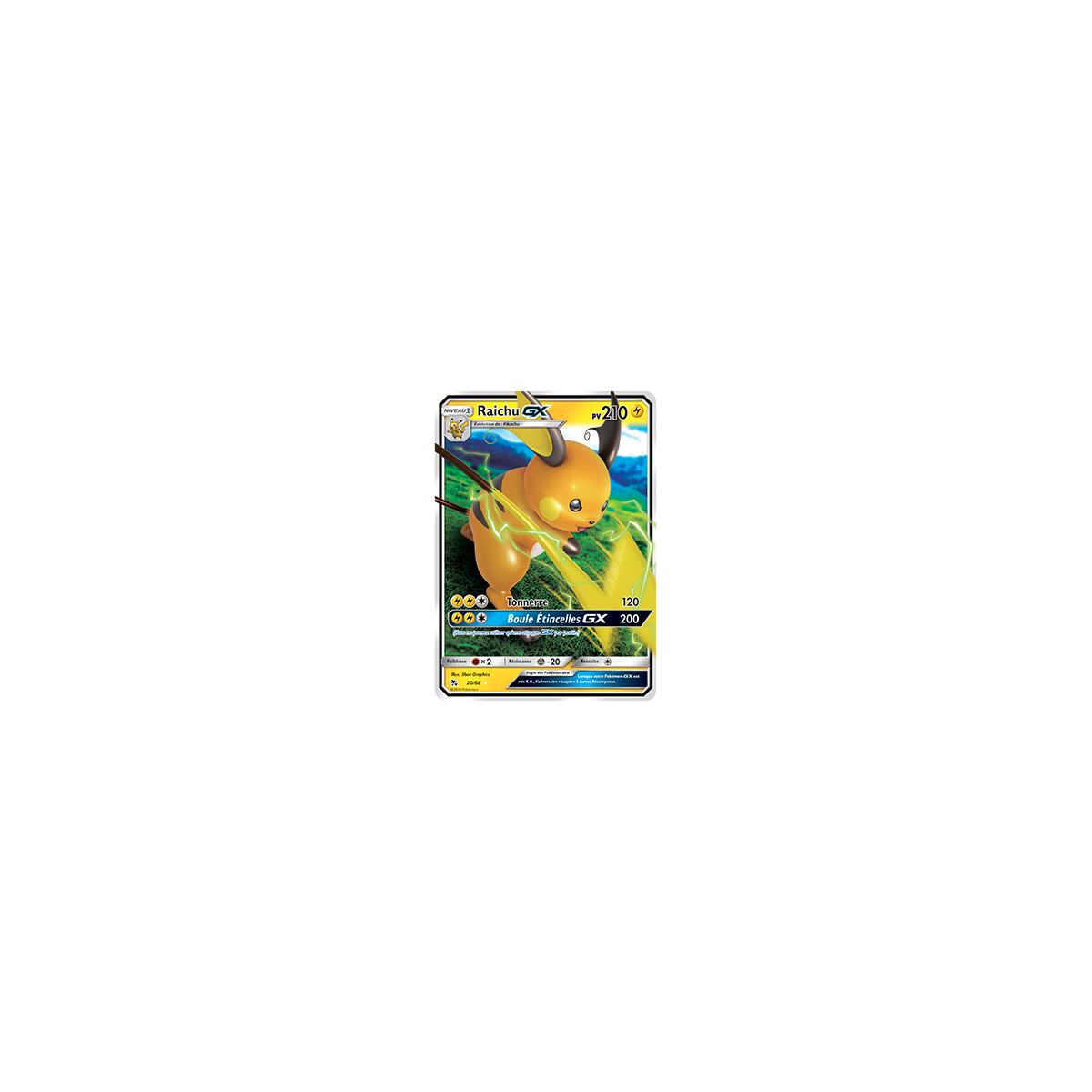 Carte Raichu - Holographique rare GX de Pokémon Destinées Occultes 20/68