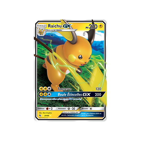 Carte Raichu - Holographique rare GX de Pokémon Destinées Occultes 20/68