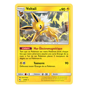 Voltali 23/68 : Joyau Rare de l'extension Pokémon Destinées Occultes
